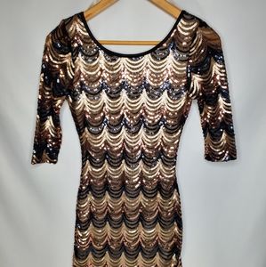 Black/Gold Sequin Dress